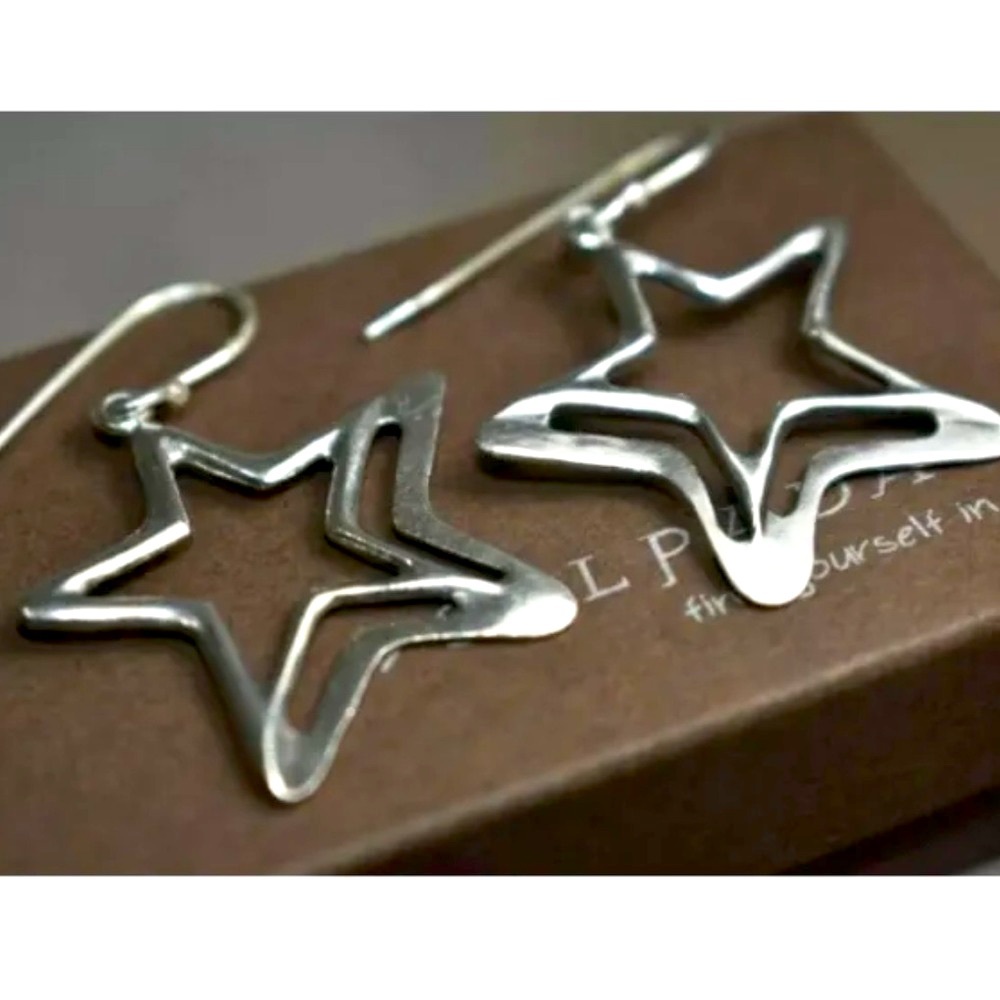 Silpada Vintage Sterling Silver Star Cut-Out Earrings
